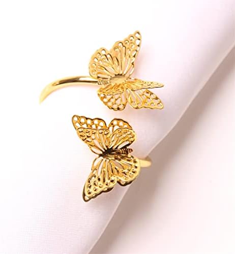 N/A 198pcs-camada dupla de ponta de borboleta anel de anel de casamento decoração de pano de borboleta anel