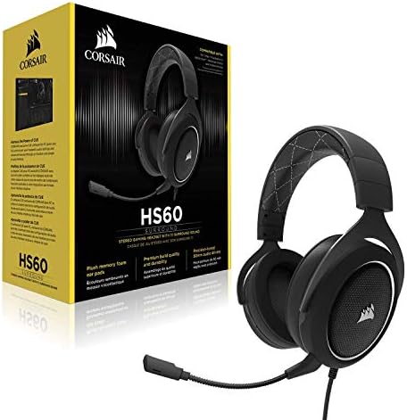 CORSAIR HS60 - 7.1 fone de ouvido de jogos de PC de som virtual de som virtual com fones de ouvido certificados por DAC