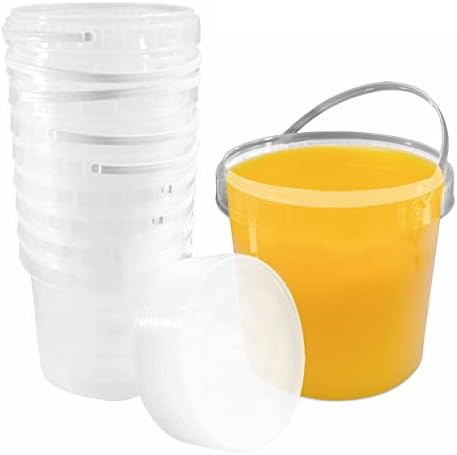 1 galão de plástico transparente com tampa e maçaneta, banheira de sorvete com tampas - freezer de grau alimentar e recipientes