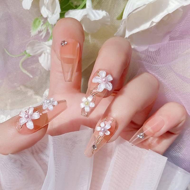 Decoração de peças de unhas de flor de acrílica 3D Minchas de aço misturadas gemas gemas suprimentos de unhas fofas para acessórios