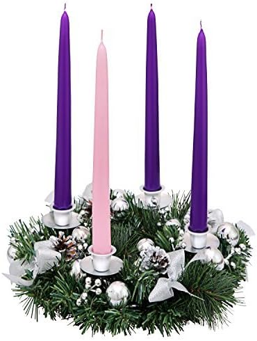 Silver Ribbon Christmas Advent Wreath - Decor Central da Temporada do Advento - Decorações do vela do advento e decorações de velas