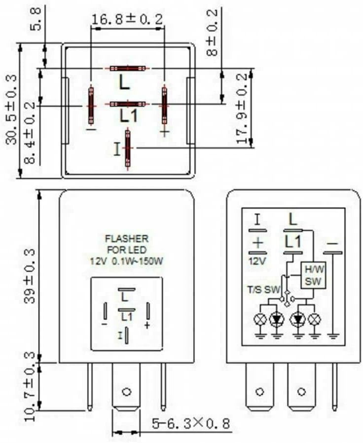 Relé de pisca-pisca de Mookeenona 12V 5 pinos EP27 FL27 LED para lâmpadas de sinal de giro LED Acessórios hiper flash