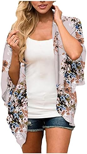 Cardigans Kimono Cardigans de verão Moda de maiô Floral estampa de estampa floral Sleeve Sleeve Loose Beach Open Front Tops