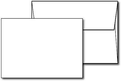 Tampa de 100 libras em branco grosso branco 5 x 7 Cardstock e envelopes Conjunto - Ótimo para convites, cartões postais, índice