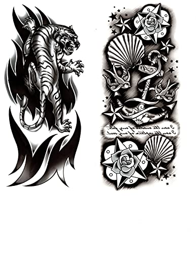 A.S.O. American fez tatuagens temporárias realistas de manga temporária para homens e mulheres, designs de tatuagem diferentes