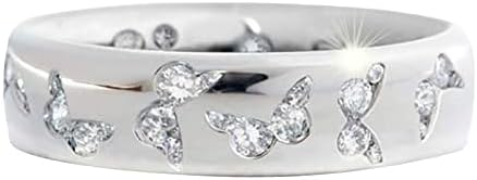 Anéis de frequência cardíaca sem jóias para mulheres anel de borboleta cristalina colorida cristal de borboleta linda