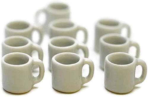 Hobby Shop 10 White Ceramic Coffee Caneca Copa Copa Dollouse Miniatures Food Kitchen