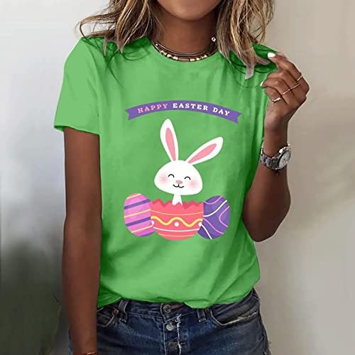 T-shirt feliz dia da Páscoa Camiseta fofa ovos de coelho tees gráficos de pescoço redondo casual tamas de manga curta