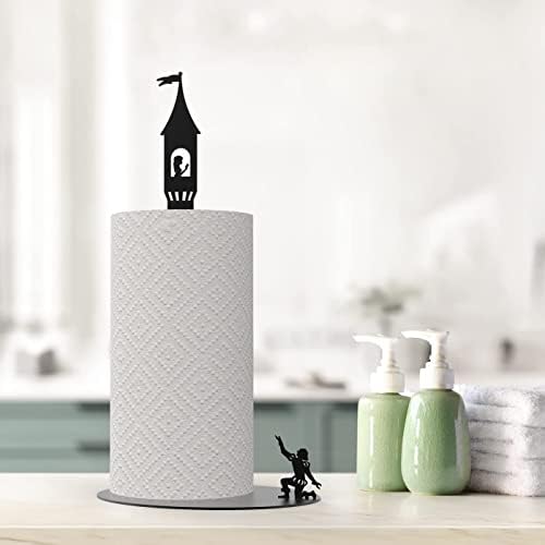 Decoração de cozinha cachorro vs. Cat - Distribuidor de toalhas de papel de metal preto e bancada de papel de cozinha