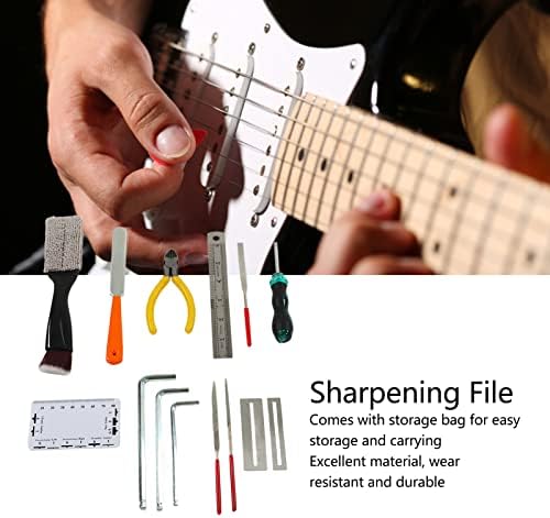 Conjunto de arquivos de afiar o kit de ferramentas de reparo de guitarra de proteção à junta do braço com bolsa de armazenamento