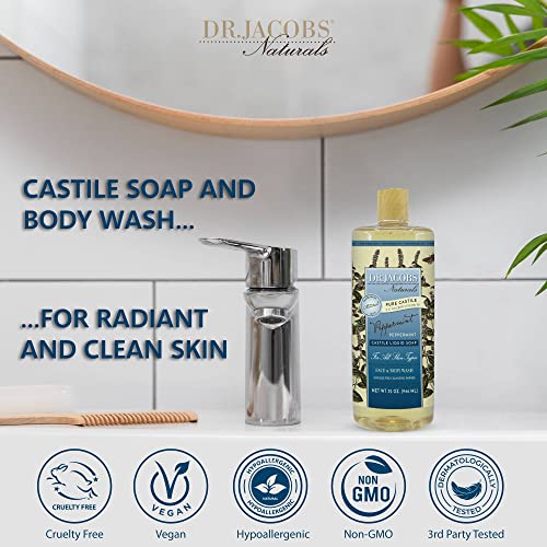 Dr. Jacobs Naturals Pure Castile Soap - Toda a lavagem natural do rosto e do corpo - hipoalergênico e dermatologista aprovados)