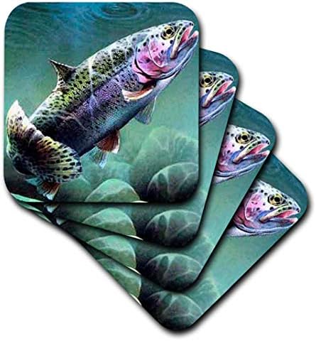 3drose LLC Rainbow Trout Ceramic Tile Coaster, conjunto de 8
