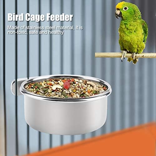 Pendurado alimento ajustável alimentos alimentos tigela de alimentação de aço inoxidável Parrot Peraiceet alimentador de pássaro acessório Cup