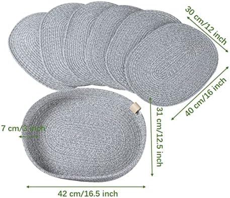 Corda de algodão de algodão da Art Pinecone Conjunto oval de 6, 16 * 12 polegadas. Placemats de corda resistentes ao calor