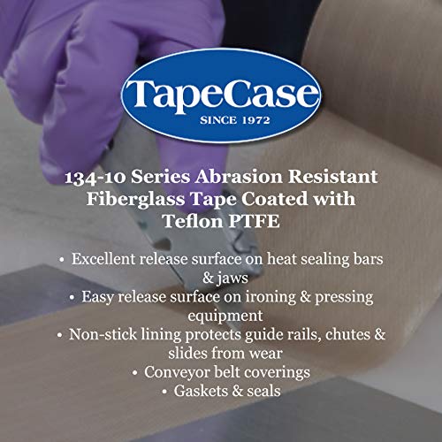 Taquecase 134-10 Ptfe Tan Abrasão resistente a fibra de vidro de fibra de vidro, adesivo de silicone, grau industrial - 19 Largura, 36 iyd Comprimento