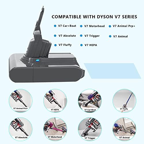 21.6V 4.0AH Substituição da bateria para Dyson V7 Bateria de pó de mão Dyson V7 Compatível com V7 V7 V7 V7 Motorhead Pro V7 Trigger