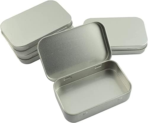 Taodan 4pcs Recipiente de caixa de armazenamento de metal com articulação retangular com tampa e portátil caixas de lata