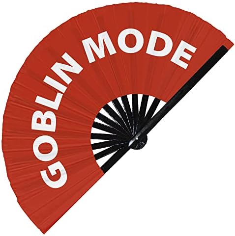 Goblin Modo Fan da mão Fen dobrável de bambu Circuito Ventilador de mão Film engraçado glag Palavras expressões Declaração Presentes Acessórios do festival Rave Handheld Circuit Event Fan Fas