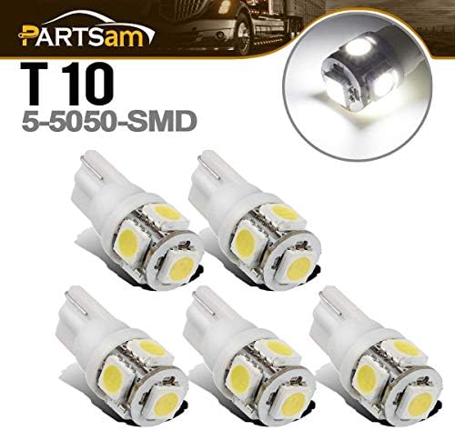 Lâmpadas LED de Partsam T10 5pcs 10-3528-SMD Luzes âmbar+5x 5-5050-SMD Luzes brancas compatíveis com pick-up marcador de cabine de táxi com luz superior 12V 12V