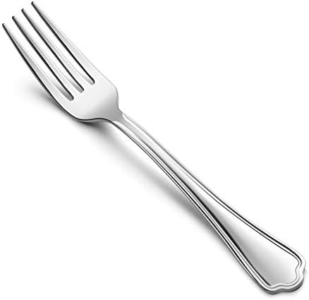 Salad Forks Conjunto de 12, E-FAR de 6,7 polegadas de aço inoxidável Forks para casa, cozinha ou restaurante, não-tóxico e espelhado polido, borda recortada e lava-louças seguras