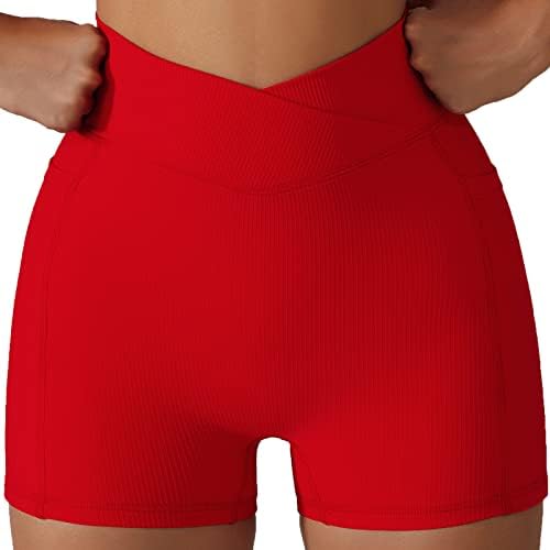 Aibianocel Women Cross Caist Biker shorts com pocket high slowoty treping executando shorts de ioga