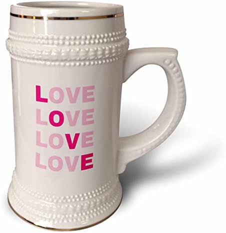 3drose Rosette - Citações dos namorados - Amor rosa repetido - 22oz de caneca de Stein