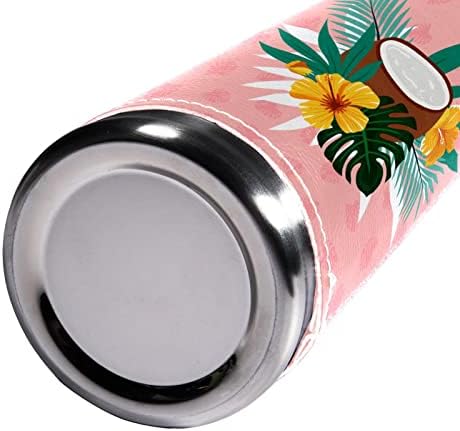 sdfsdfsd 17 oz a vácuo a vácuo aço inoxidável garrafa de água esportes de café gesto de caneca de caneca de couro genuíno embrulhado bpa grátis, licença tropical rosa fundo