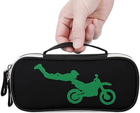 Bike motocross estampada em estampa de lanchonetes bolsa de papelaria com alça de maquiagem portátil organizador