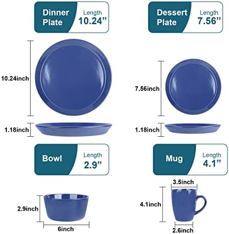 Bom sempre 16 peças presentes de Natal xícaras de café, pratos e tigelas, utensílios de jantar de cerâmica redonda azul é essencial para a cozinha para a nova casa