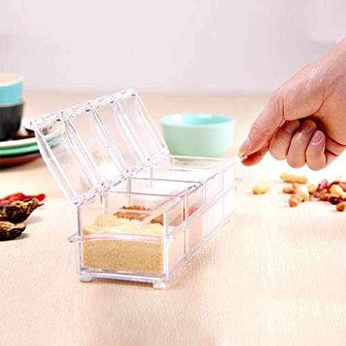 Caixa de tempero transparente wpyyi, 4 tempeio de grade jar cozinha de cozinha doméstica Temuada Caixa de armazenamento da caixa