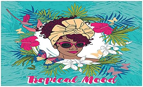 Ambesonne Afro Girl Cerâmica Titular da escova de dentes, Mensagem de humor tropical com uma mulher Hibiscus Butterfly