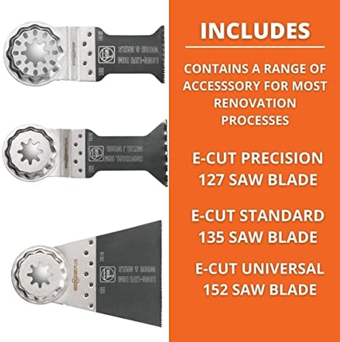 Fein Starlock Plus E -Cut Combo Combo Ash Saw Blades - Para uso universal - 1 lâmina de 1-3/4 , 1 lâmina de 1-3/8, 1 lâmina de 2-9/16