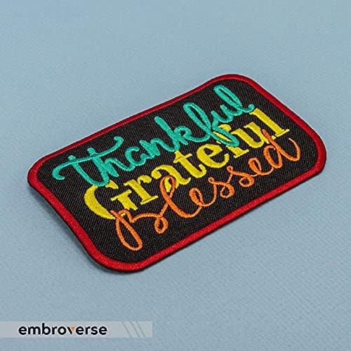 Bestra o Grato Grato Grato, abençoado Patch - Inspirational Quote - Ferro bordado em patches - Tamanho: 3,9 x 2,4 polegadas