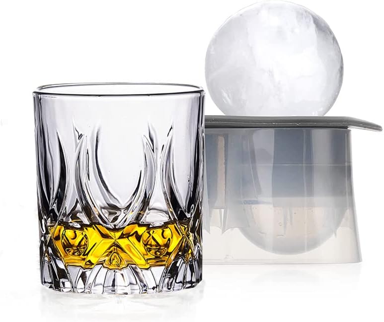 Óculos de uísque Moufier, conjunto de 4 vidro antiquado de cristal, copo de bourbon para conhaque escocês, uísque de cocktail rum rum conhaque vodka bebendo bebidas alcoólicas, barware de barra de rock barberes