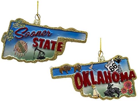 Kurt S. Adler 5,25 polegadas Oklahoma Glass Ornament, multi