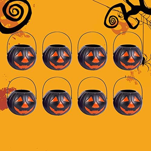 Stobok liderado por lanterna Mini Halloween Candy Bucket 8pcs Halloween Pumpkin Lantern LED truque ou tratamento Buckets Titular