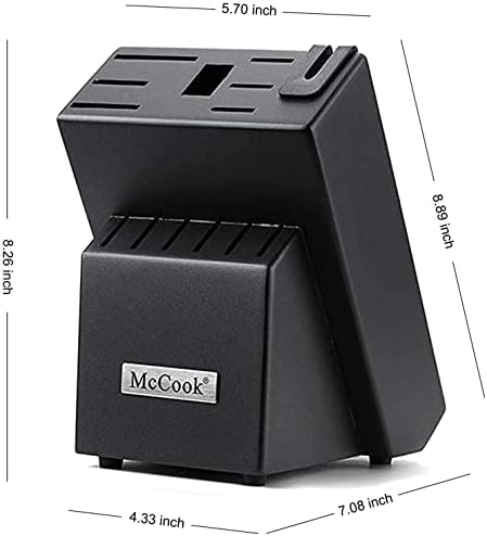 McCook Knife Block W Sharpador embutido Wood Kitchen Knife Block Solter sem facas Butcher Butcher Block Knife Solder e Organizer com 13 slots para fácil armazenamento de faca de cozinha