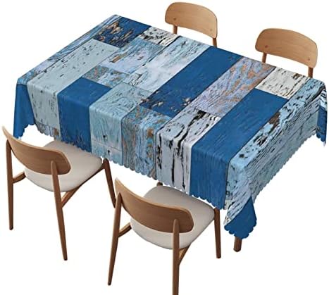 Toca de mesa de madeira, 60x120 polegadas, capa de mesa de impressão resistente a manchas à prova d'água, para reuniões de cozinha familiar para jantar de jantar de decoração de decoração de roupas para mesas de 8 pés, azul marinho azul pálido marrom pálido pálido marrom