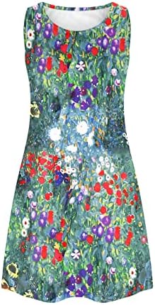 Vestido de primavera e verão feminino 2023 praia camiseta floral bolsões casuais bolsos de tanque boho