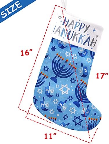 Meias de Hanukkah Conjunto de 3, 16 '' x 11 '' meias chanukah com elementos clássicos de hanukkah, tamanho de tecido de férias de veludo