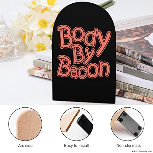 Corpo por pintura de bacon Wood Bookend Decorative Non-Skid Livro final 1 par 7x5 polegadas