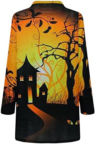 Camisas de xale da frente abertas femininas Tops Halloween Cardigan Cardigan Casual Manga Longa Casa Luz de Bainha Borda