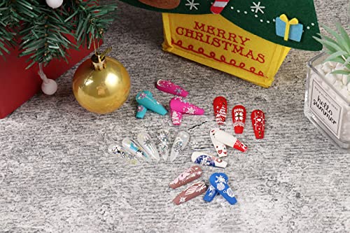Ranoki Christmas Nail Stickers - 4 lençóis Decorações de unhas de floco de neve Papai Noel Decalques de arte colorida