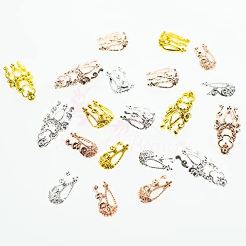 100pcs/lote retrô de renda vintage hollow out design metal liga de metal hado -mão de unhas de unhas 3d jóias de