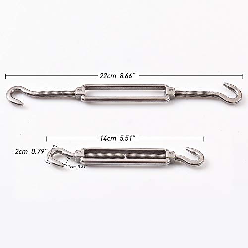 Cozihom, M6 Hook & Hook/C a C Turbuckle 304 Aço inoxidável, kit de hardware para tensão de corda de arame de serviço pesado, para sombra solar, instalação da barraca, anti-Rust, 6 pacotes