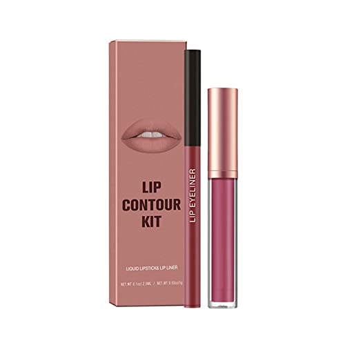 Conjunto de brilho Xiahium 1+1 Mattes Lipstick Lipstick Lipliner Definir um passo de maquiagem lábio conjunto de veludo pigmento