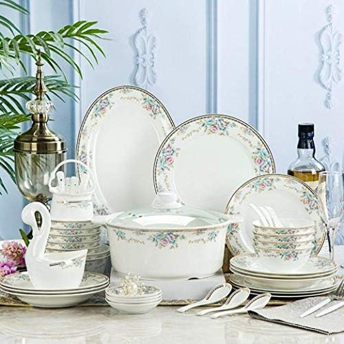 Myingbin 48 peças Cerâmica Jantar Define elegantes combinação de utensílios de mesa floral para doação de presentes Banquet