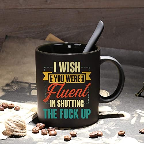 URVOG Eu gostaria que você fosse fluente em fechar caneca de café - presentes engraçados para amigos para homens colegas