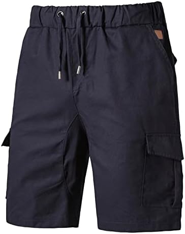 Shorts de caminhada homens, shorts de carga casual masculinos na cintura elástica algodão de cordão
