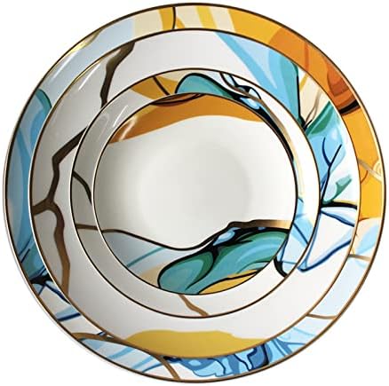 LLly Ceramic Plate Creative Creative Gold Edge Bone China Bow